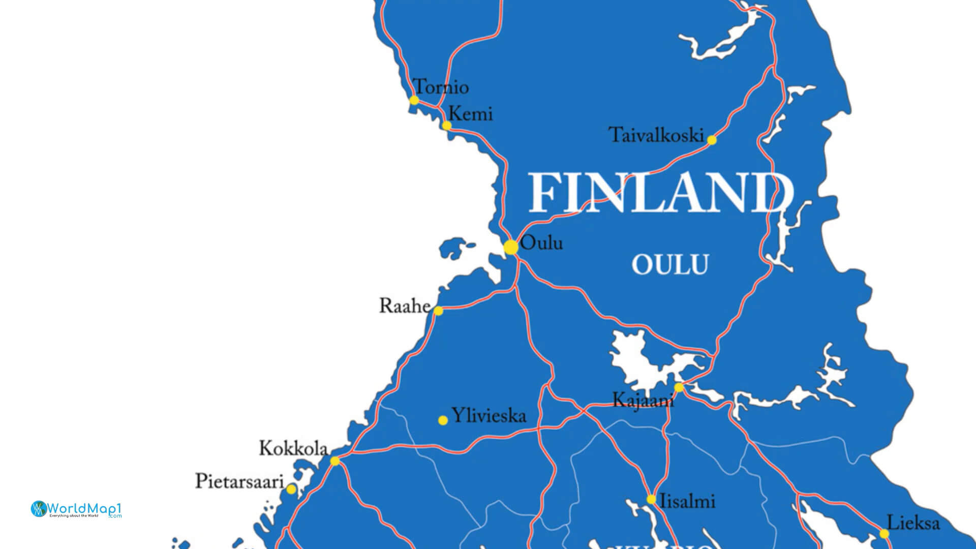 Oulu ve Kuzey Finlandiya Yol Haritası
